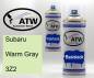 Preview: Subaru, Warm Gray, 3Z2: 400ml Sprühdose + 400ml Klarlack - Set, von ATW Autoteile West.
